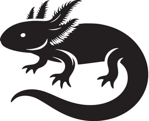 Black Color Axolotl Silhouette Vector Illustration design, Solid White Background