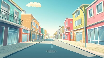 Obraz premium Colorful Street Scene with Brightly Colored Buildings
