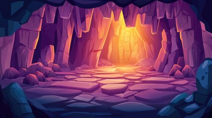 A Light at the End of a Cave with a Stone Path