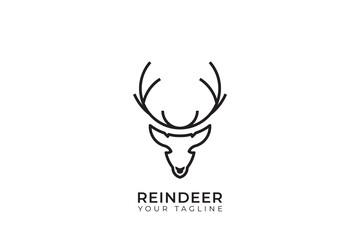Reindeer silhouette logo, simple reindeer logo with longhorn, head reindeer logo