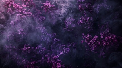 Fototapeta premium Ethereal Purple Flowers Surrounded by Soft Smoke, Creating a Dreamlike Atmosphere and Bringing a Sense of Mystery and Elegance to Any Design Project