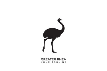 Rhea silhouette logo design, simple rhea logo with long neck