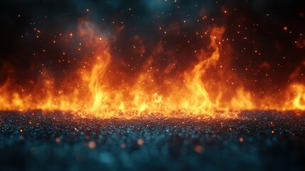 Burning embers, dark background, sparks, fire, VFX