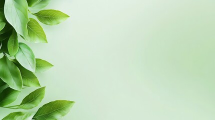 Fototapeta premium Fresh Green Leaves on Soft Green Background
