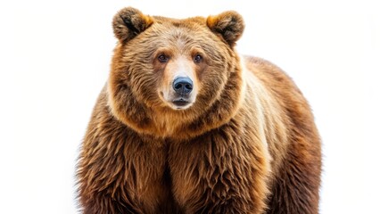Brown Bear Portrait on White Background