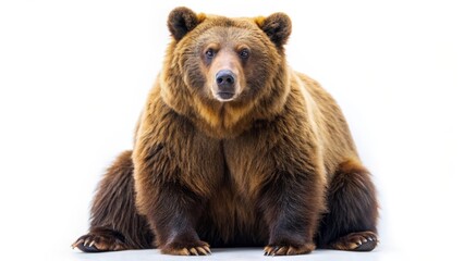 Fototapeta premium Brown Bear Portrait Against White Background