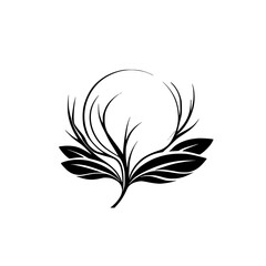 Obraz premium Elegant Black and White Floral Design: Minimalist Plant Illustration, Nature-Inspired Botanical Art, Simple Vector Graphic