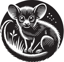 Black Color Aye-aye Silhouette Vector Illustration design, Solid White Background