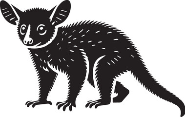 Black Color Aye-aye Silhouette Vector Illustration design, Solid White Background