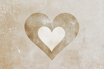 Obraz premium Grunge textured background with a hand-drawn heart and empty space for text. Ideal for love, romance, wedding invitations, Valentine's Day, and greeting card designs.