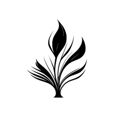 Elegant Black and White Floral Design: Minimalist Plant Illustration, Abstract Botanical Silhouette, Simple Nature Icon