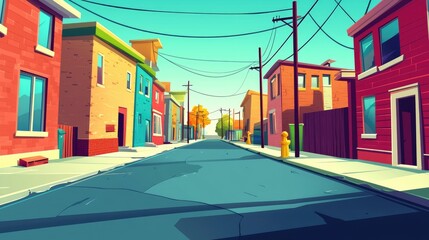 Obraz premium A Colorful Row of Brick Houses on a Sunny Street