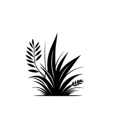 Elegant Black and White Plant Silhouette: Minimalist Botanical Design, Nature-Inspired Graphic, Simple Floral Vector Illustration