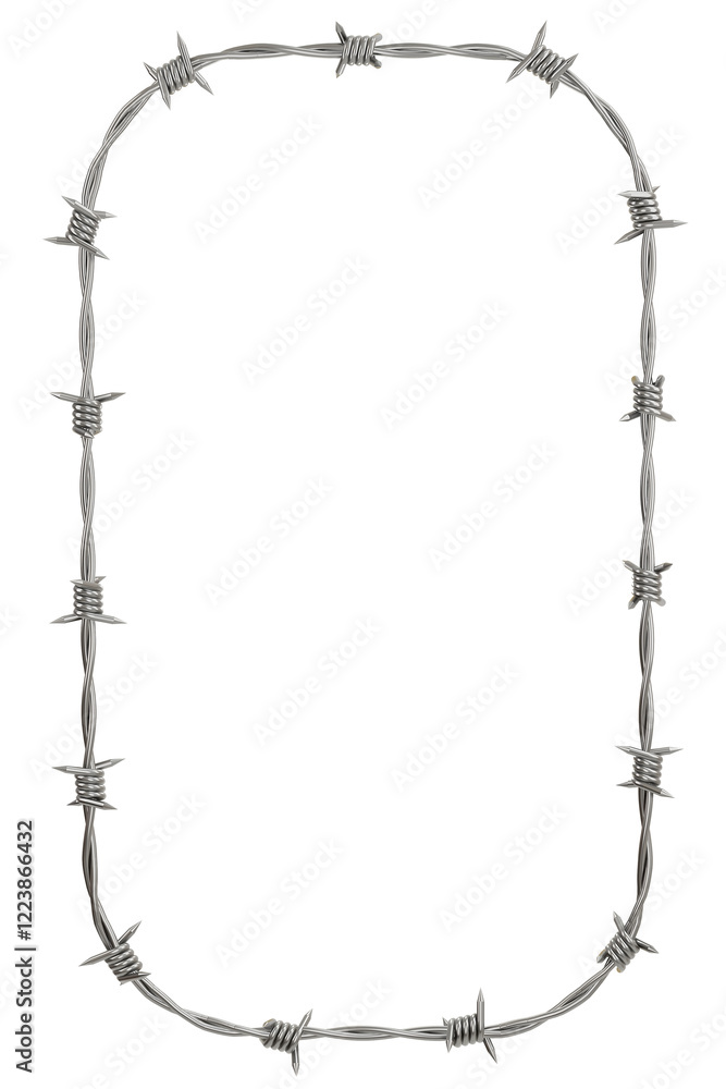 Aufkleber barbed wire rectangle frame: a 3d illustration of a rectangular frame constructed from twisted stran