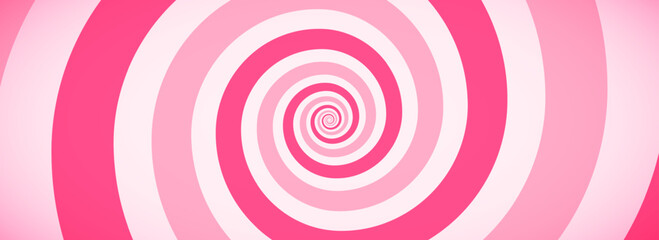 Candy color spiral pattern background. Creamy pink rotating swirl wallpaper. Spinning vortex for banner, poster, flyer, booklet. Sweet cartoon comic hypnotic concept. Vector ice cream backdrop