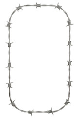 Barbed Wire Rectangle Frame: A 3D illustration of a rectangular frame constructed from twisted strands of barbed wire	
