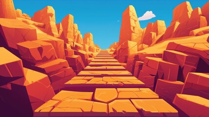 Obraz premium Stone Steps Leading Upward Through a Canyon