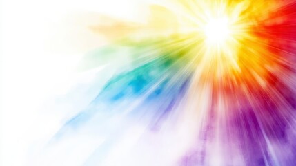 Vibrant Rainbow Light Rays Burst Background Colorful Abstract Design Bright Sunbeam Texture