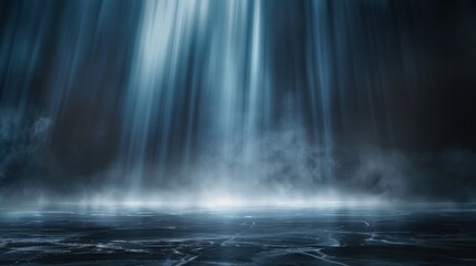 Abstract Light Beams and Smoke on a Dark Background