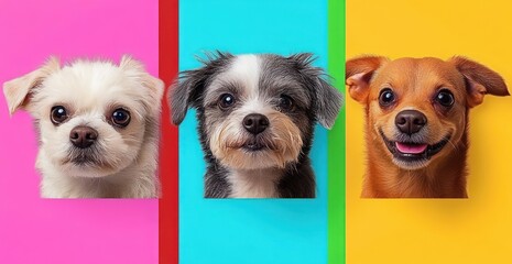 Winking Dogs in Colorful Stripes Fun Portraits for Pets and Grooming Services