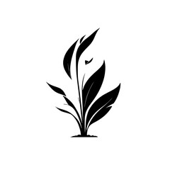 Elegant Black and White Plant Silhouette: Minimalist Botanical Illustration