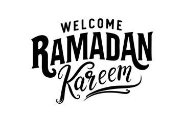 A hand drawn text with the phrase Welcome Ramadan Kareem