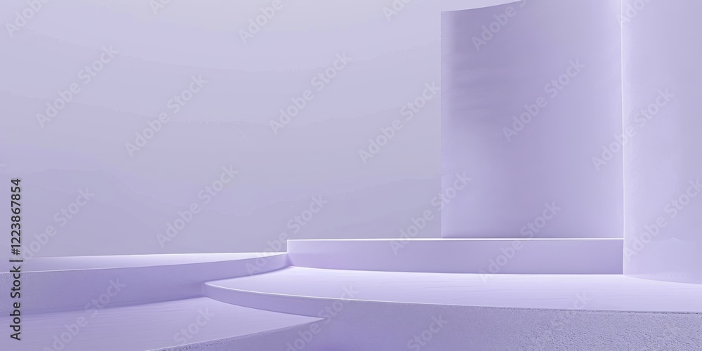 Poster a chic minimalist design with a light lavender grey backdrop, minimalistic forms and soft gradients,