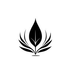 Elegant Black Leaf Logo Design: Minimalist Botanical Vector Icon, Perfect for Nature-Inspired Brands and Eco-Friendly Businesses