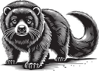 Black Color Binturong Silhouette Vector Illustration design, Solid White Background