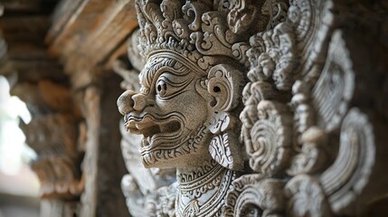 Fototapeta premium Intricate Stone Carving of a Balinese Deity