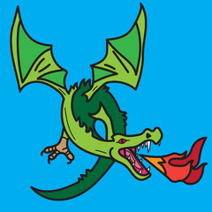 western dragon with blue Background