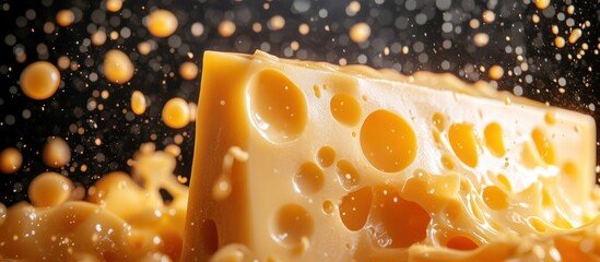 Cheese splash, block, dairy, liquid, holes, food