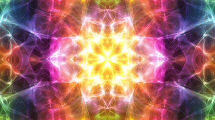 Obraz premium Vibrant Rainbow Kaleidoscope Abstract Fractal Art Colorful Energy Pattern Design