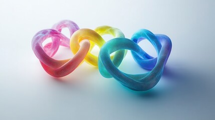Fototapeta premium Abstract Rainbow Intertwined Loops Colorful 3D Rendered Design Network Concept