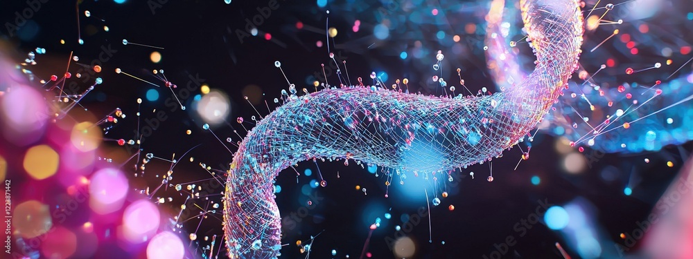 Aufkleber a dna strand being analyzed by a high-tech bioinformatics platform.