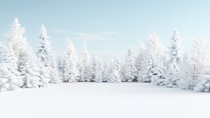 Naklejka premium Snowy winter forest landscape, serene background for holiday cards