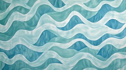Abstract waves with gradient blues and greens, creating a cool and refreshing pattern reminiscent of flowing water.