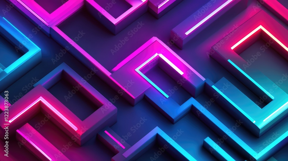 Aufkleber a backdrop of intersecting neon lines in vibrant magenta and cyan, forming a futuristic grid pattern