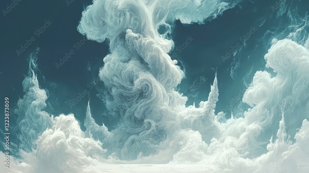 Poster a faint mist of smoke rising from a surface, creating soft abstract shapes as it swirls.