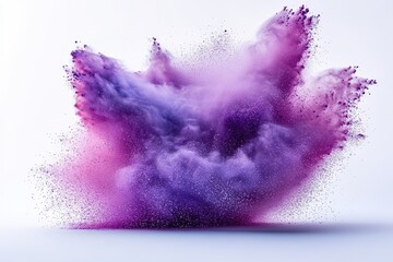 A high-speed photograph capturing the moment of a vibrant purple explosion studio abstract art controlled environment close-up creativity