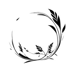 Obraz premium Elegant Floral Frame: Circular Black and White Design Element. Perfect for Vintage, Decoration, and Vector Graphic Projects.