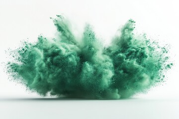 High-speed photograph of lush green powder explosion studio abstract art minimalist close-up dynamic energy