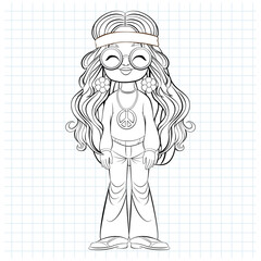 cartoon girl sketch design illustration