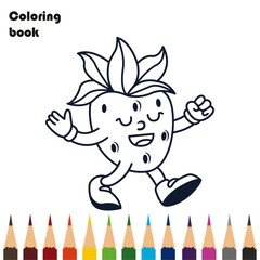 stawberry coloring book pencils design