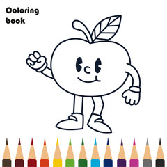 apple coloring book pencils design