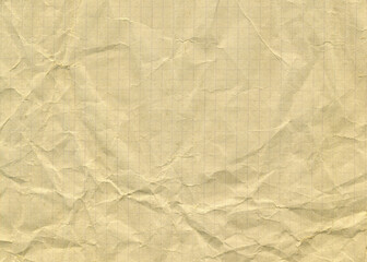 Crumpled old squared paper sheet texture. 