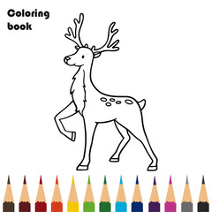 deer coloring book pencils design