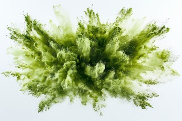 Fototapeta premium High-speed photograph of explosive green powder burst studio abstract art top view conceptual imagery