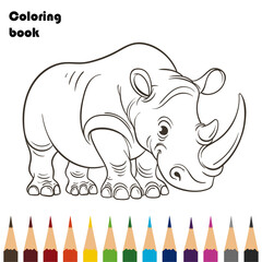 rhino coloring book pencils design