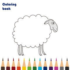 lamb coloring book pencils design
